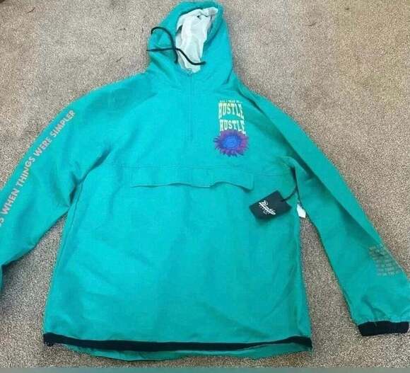 Brooklyn Cloth Other - Brooklyn Cloth Hustle Simple Life Anorak Hoodie Windbreaker Jacket Teal Size M